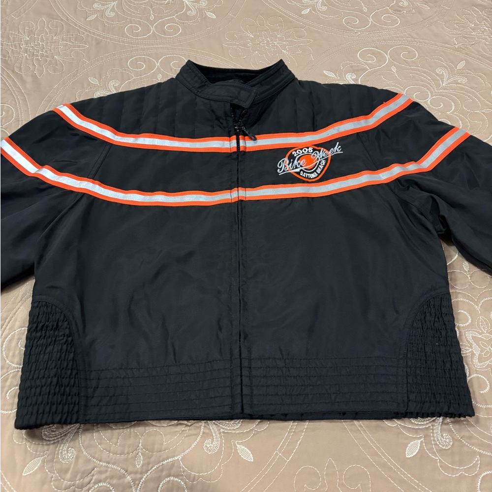 Black and Orange Motorcycle Jacket